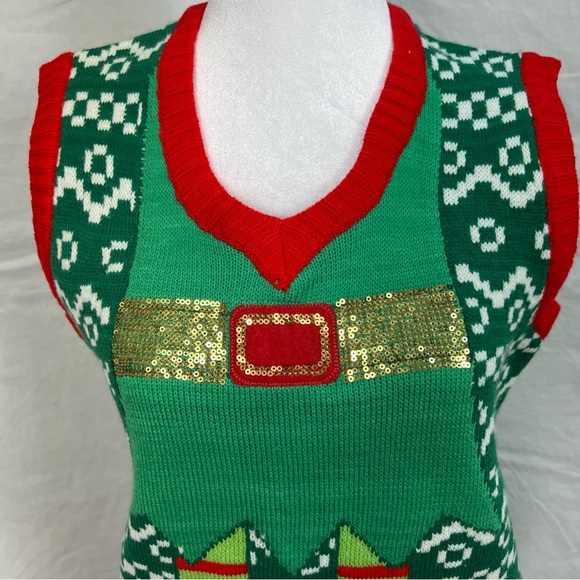 Christmas elf pullover v-neck sweater vest. - Picture 2 of 8